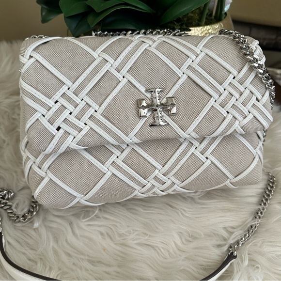 Tory Burch Handbags - Tory Burch Kira Small Woven Canvas Convertible Shoulder Bag